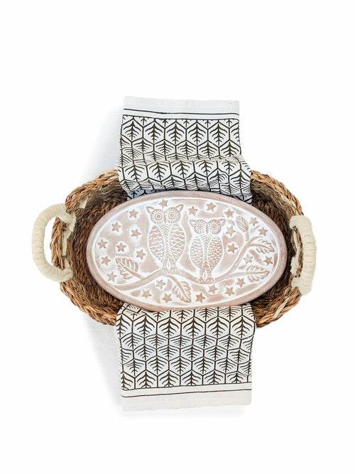 Bread Warmer & Basket Gift Set with Tea Towel - Owl Oval - Big J's Showstoppin' Store